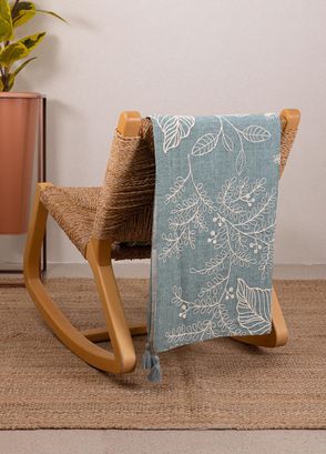 The Mia Green Cotton Tasseled Throw Sofa Shawl 170 x 130 cm - 4