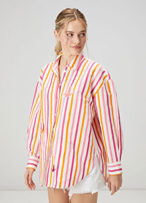 Beymen Club Oversize Multicolor Striped Shirt - 4