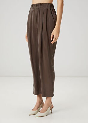 Beymen Club Brown Pleated Cupro Carrot Pants - 4