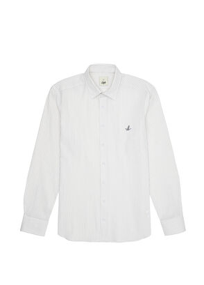 Beymen Club Slim Fit Beyaz Çizgili Gofre Dokulu Gömlek - 8