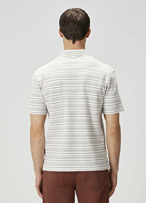 Zegna Açık Mavi Polo Yaka Çizgi Desenli T-shirt - 4