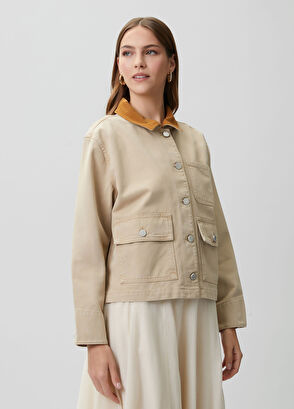 Beymen Club Beige Velvet Collar Denim Jacket - 7