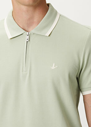 Beymen Club Light Green Ecru Polo Zippered T-Shirt - 5
