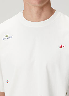 Beymen Club Beyaz Relax Fit Baskı ve Nakışlı T-shirt - 8