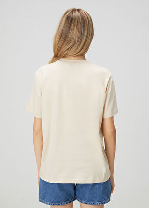 Beymen Club Bej Hotfix Gofre Logolu Bol T-shirt - 5