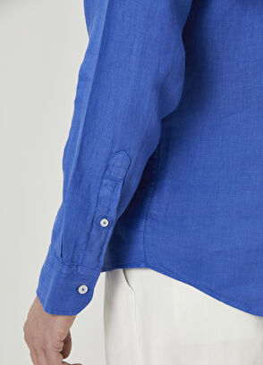 Beymen Club Comfort Fit Kobalt Keten Gömlek - 7