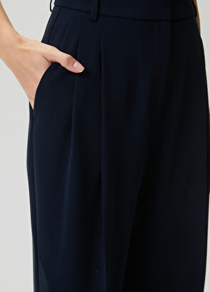 Beymen Club Lacivert Çift Pileli Krep Palazzo Pantolon - 7