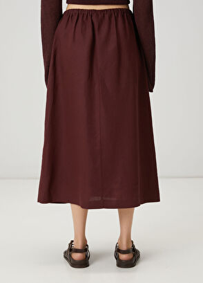Beymen Club Midi Linen Skirt With Plum Laces - 4