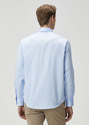 Beymen Club Comfort Fit Blue Non-Iron Shirt - 4