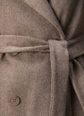 Vizon Diyagonal Desen Kuşaklı Uzun Palto - Görsel 7