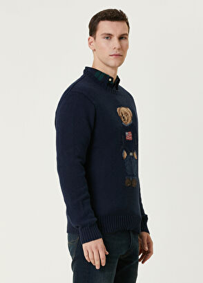 Polo Ralph Lauren Lacivert Logo Jakarlı Kazak - 3