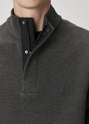 Beymen Club Antrasit Melanj Ottoman Dokulu Sweatshirt - 6