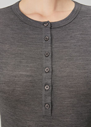 Beymen Club Grey Mélange Long Sleeve Wool T-Shirt - 6