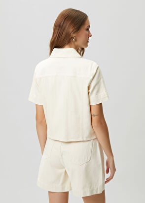 Beymen Club Ecru Crystal Appliqué Denim Jacket - 5