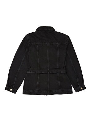Beymen Club Siyah Beli Kuşaklı Uzun Trucker Jean Ceket - 6