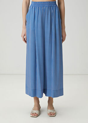 Beymen Club Mavi Çizgili İpek Pantolon - 3