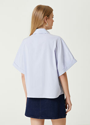 Beymen Club Blue Embellished Short Sleeve Shirt - 7