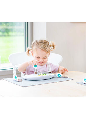 Doddl Ergonomic Aquamarine 3-Piece Fork Spoon Knife Set - 3