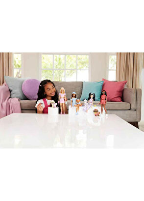 Barbie Uyumlu Dostlar Sarı Saçlı Bebek ve Köpekçiği JFP36 - 6