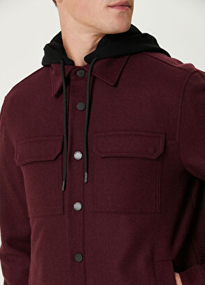 Beymen Club Burgundy Hooded Wool Cachet Overshirt - 6