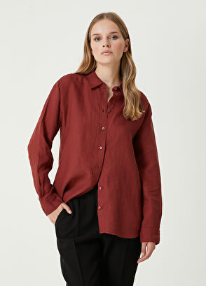 Beymen Club Bordo Kuş Logolu Keten Gömlek - 4