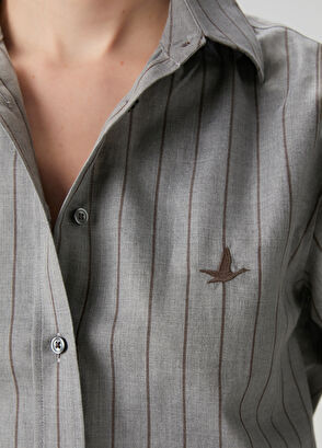 Beymen Club Gri Çizgili Gömlek - 6