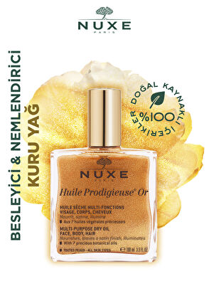 Nuxe Gold Glitter Face Hair and Body Multi-Purpose Dry Oil 100 ml + Body Massage Brush - 6