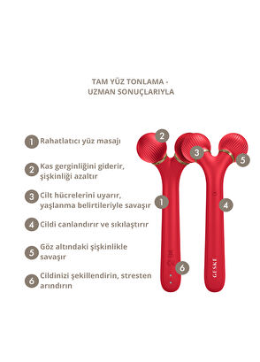 Geske Sonic Facial Roller Titreşimli Yüz Şekillendirici Roller Masaj Cihazı  - 4
