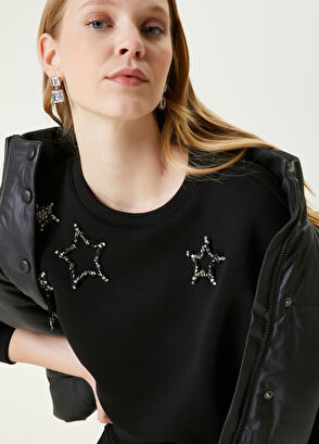 Beymen Club Siyah Yıldız Taşlı Sweatshirt - 3
