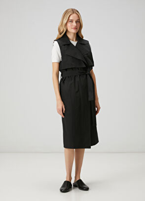 Beymen Club Siyah Teknik Kumaş Uzun Yelek - 3