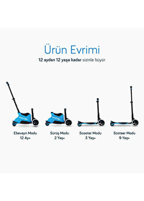 SmarTrike Xtend Grow Up Ride On Blue Led Light Kids Scooter - 8