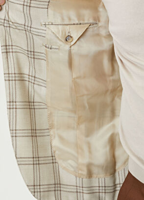 LUIGI BORRELLI Light Gray Plaid Wool Jacket - 8