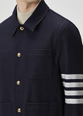 Thom Browne Lacivert Yün Dış Gömlek - 5