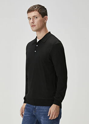 Beymen Collection Siyah Polo Yaka Yün Triko - 4