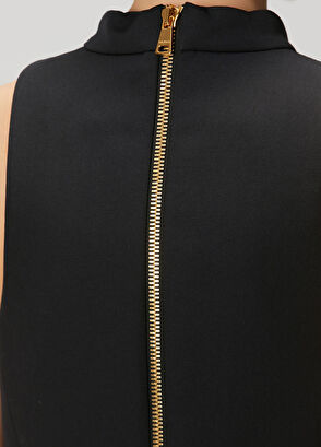 Siyah Kemer Detaylı Pileli Mini Yün Elbise - Görsel 7