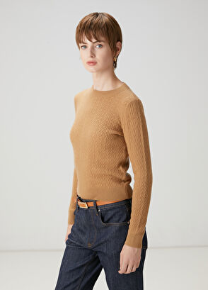 Beymen Club Camel Saç Örgülü Yün Triko - 4