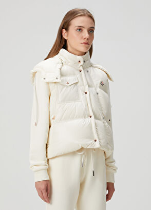 Moncler Pario Beyaz Kapüşonlu Puffer Yelek - 3