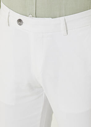 Beymen Club Slim Fit Beyaz Panama Dokulu Chino Pantolon - 4