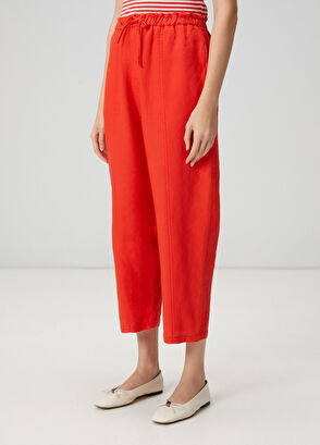 Beymen Club Slouchy Red Linen Pants - 3