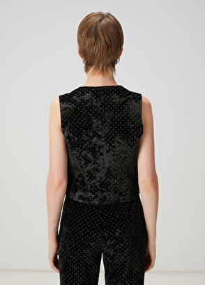 Beymen Club Black Embellished Velvet Evening Vest - 7