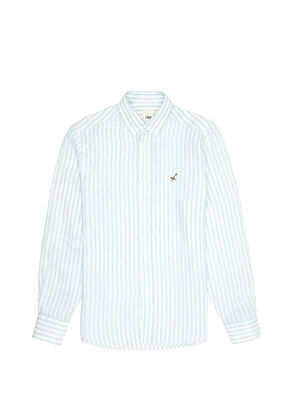 Beymen Club Comfort Fit Açık Mint Çizgili Keten Gömlek - 8