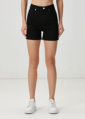 Beymen Club Black High Waist Denim Shorts - 3