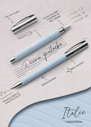 Faber Castell Ambition Italic Ice Blue Italic Nib Fountain Pen - 4