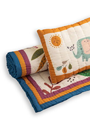 Uniqlooms Jungle El Yapımı Organik Pamuk Bebek Çocuk Yatak Örtüsü Takımı - 8