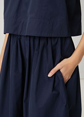 Beymen Club Navy Blue Two-Piece Midi Flared Taffeta Dress - 6