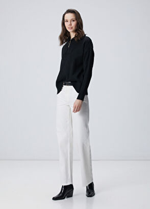 Network Siyah Dik Yaka Fermuarlı Uzun Kol Kazak - 3