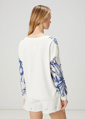 Beymen Club Blue White Patterned Silk Sweater - 5