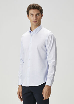 Beymen Club Comfort Fit Blue & White Shirt - 3