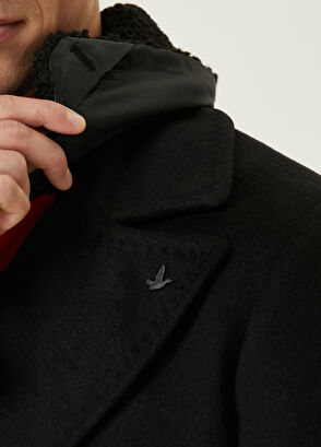 Beymen Club Siyah Kruvaze Yün Kaşe Palto - 7