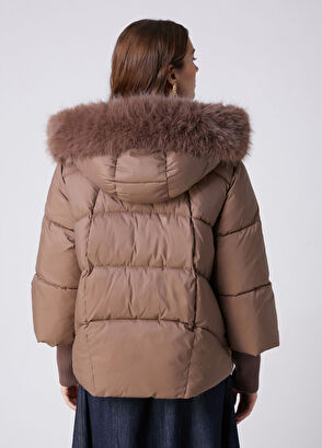 Beymen Club Taupe Hooded Puffer Jacket - 6